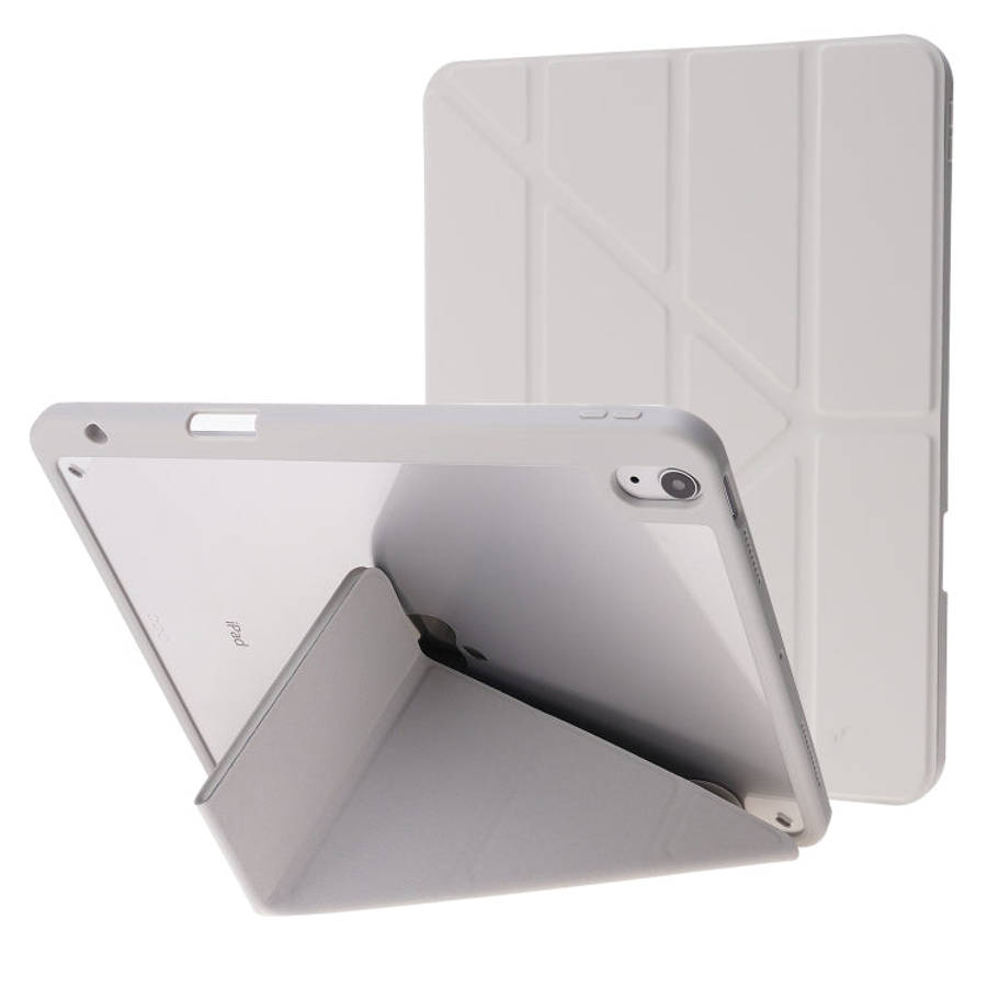 Deformation Transparent Acrylic Horizontal Flip PU Leather Case with Multi-folding Holder & Sleep...