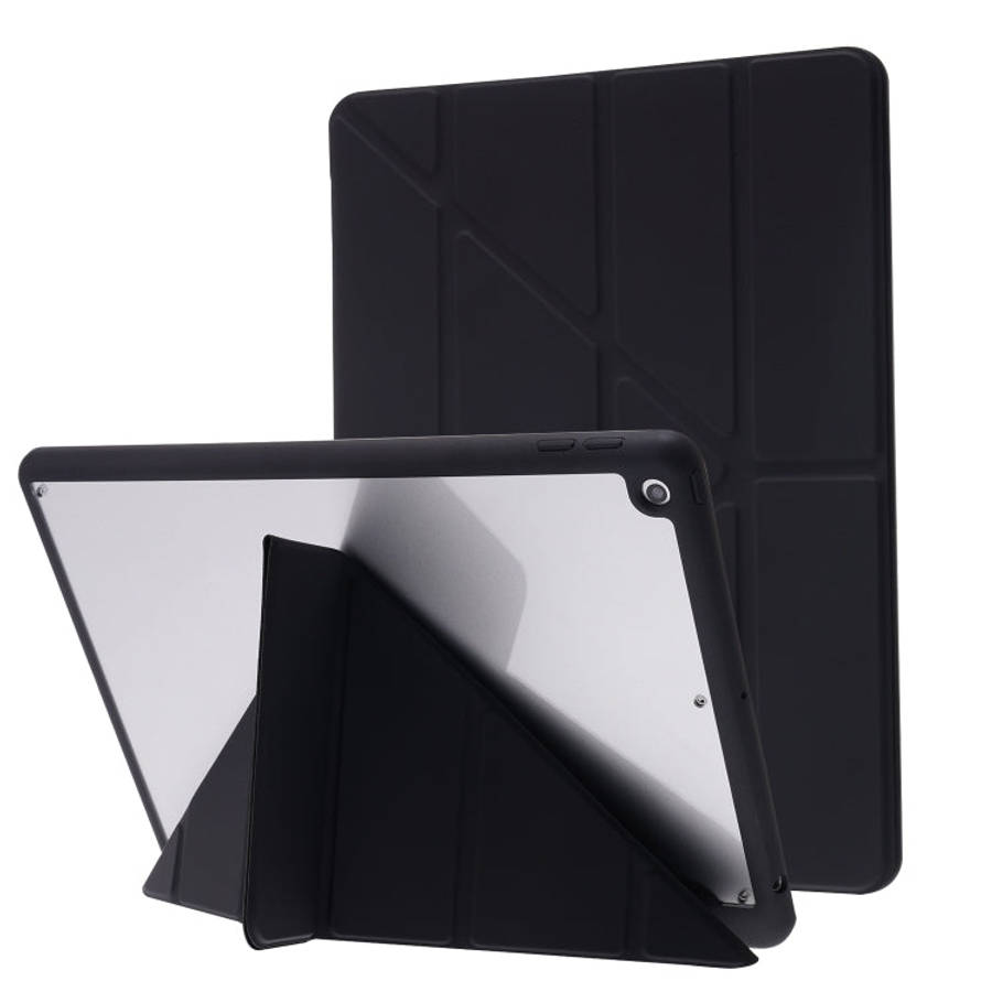 Deformation Transparent Acrylic Horizontal Flip PU Leather Case with Multi-folding Holder & Sleep...
