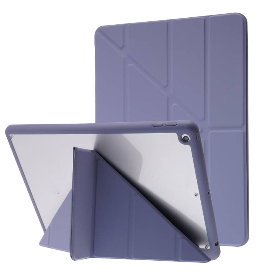 Deformation Transparent Acrylic Horizontal Flip PU Leather Case with Multi-folding Holder & Sleep...