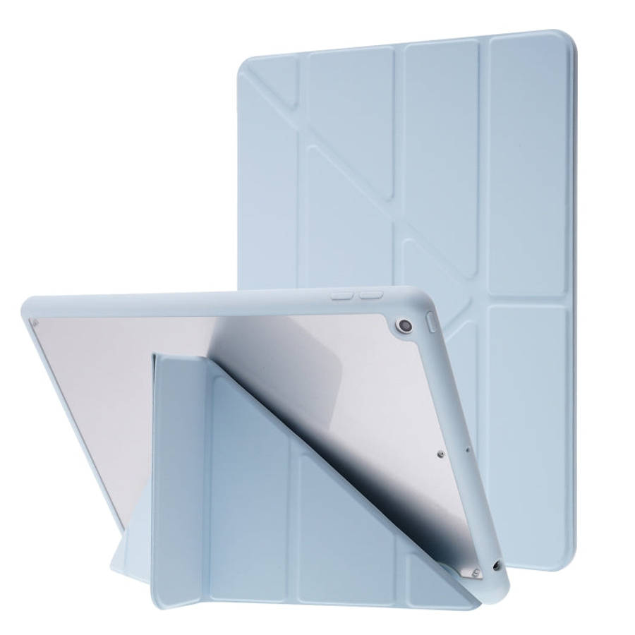 Deformation Transparent Acrylic Horizontal Flip PU Leather Case with Multi-folding Holder & Sleep...