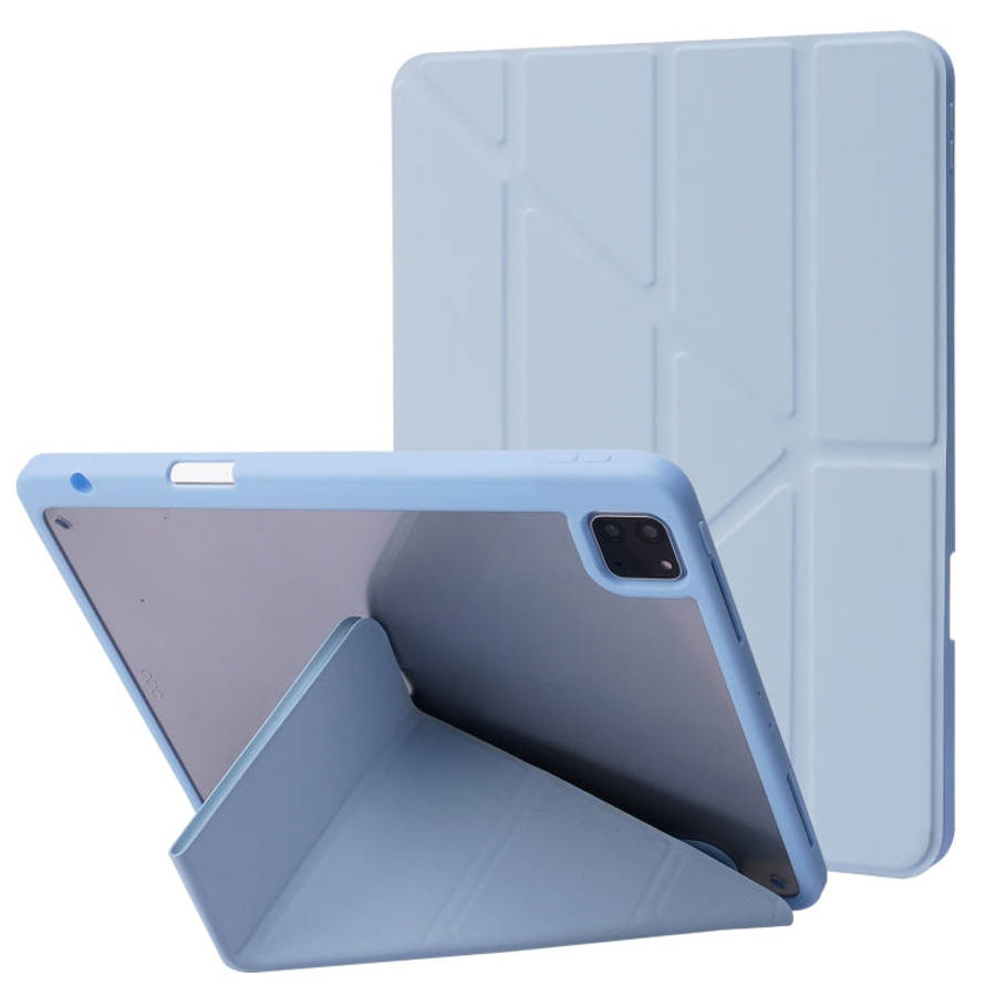 Deformation Transparent Acrylic Horizontal Flip PU Leather Case with Multi-folding Holder & Sleep...