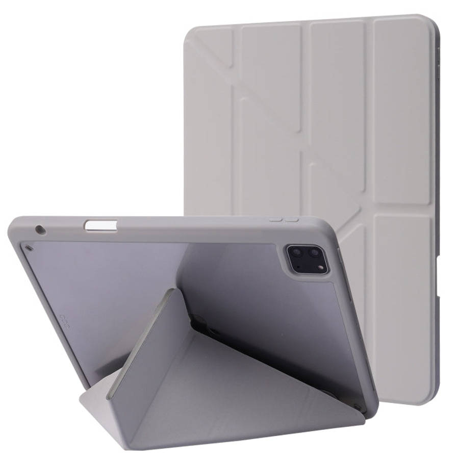 Deformation Transparent Acrylic Horizontal Flip PU Leather Case with Multi-folding Holder & Sleep...
