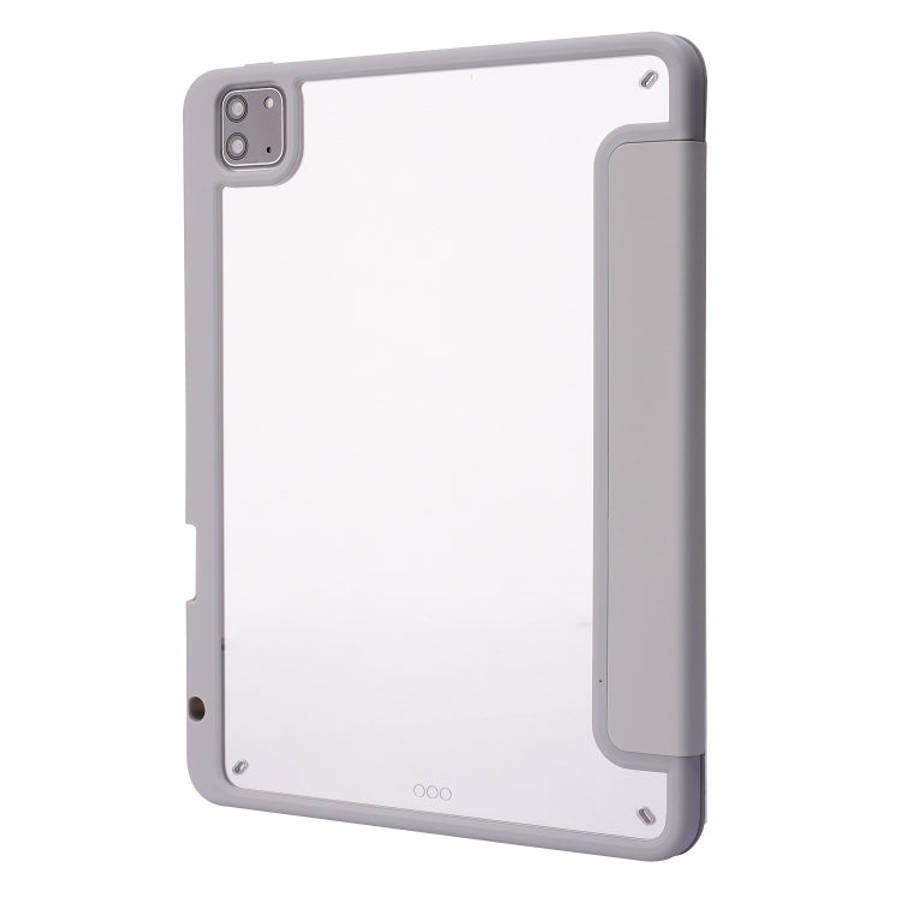 Deformation Transparent Acrylic Horizontal Flip PU Leather Case with Multi-folding Holder & Sleep...