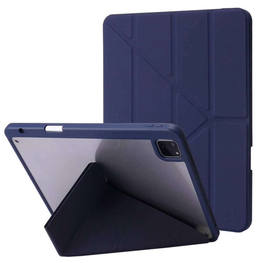 Deformation Transparent Acrylic Horizontal Flip PU Leather Case with Multi-folding Holder & Sleep...