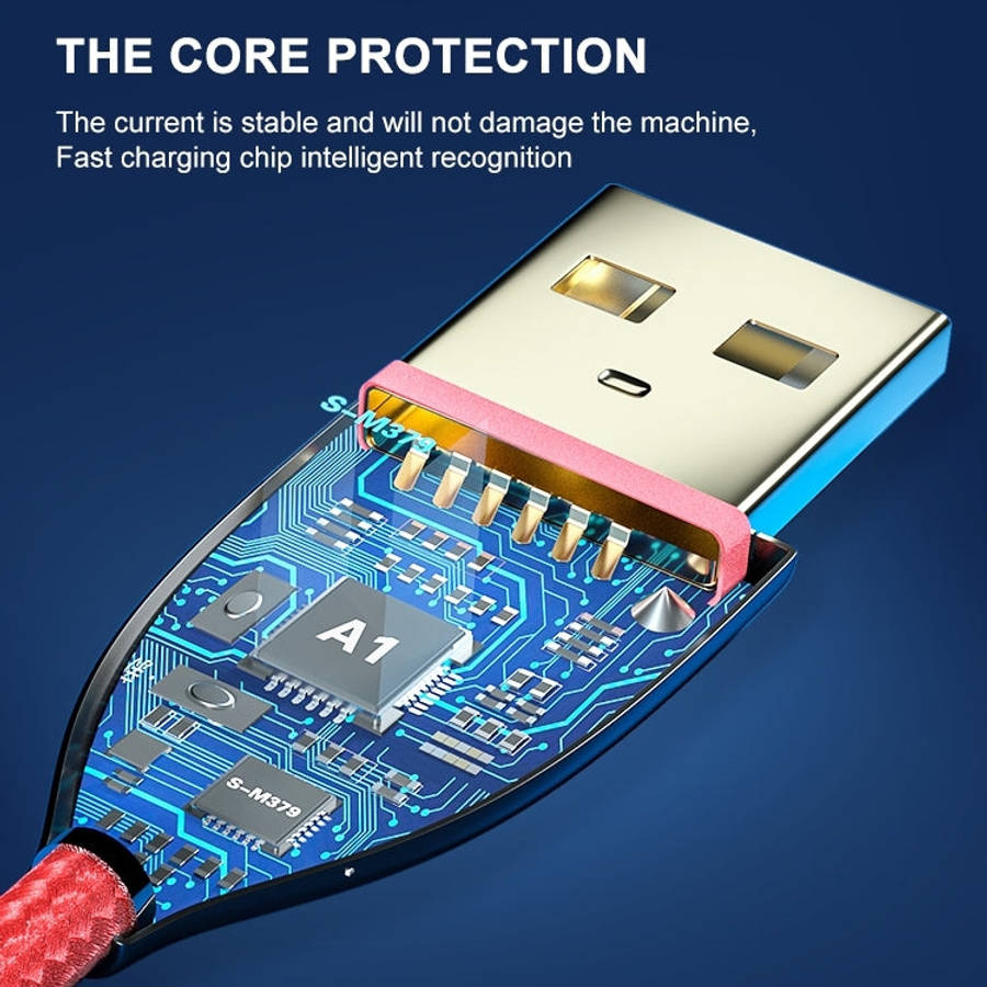 ADC-001 3A USB to 8 Pin Weave Fast Charging Data Cable, 1m 8 Pin