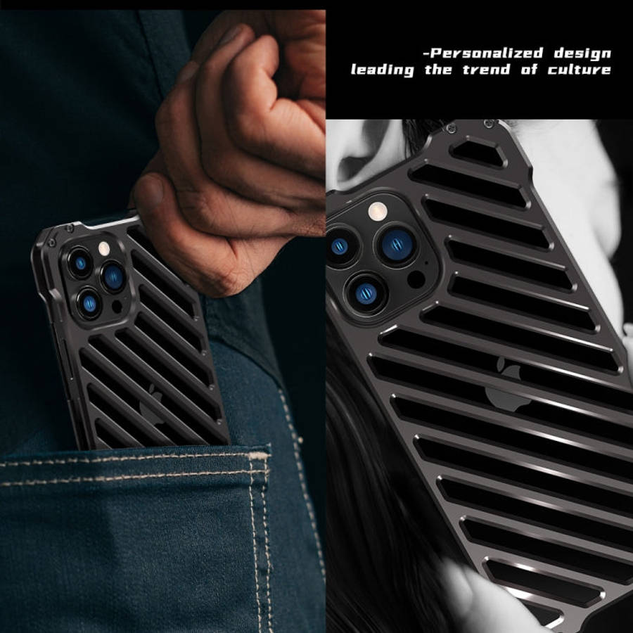 R-JUST RJ-50 Hollow Breathable Armor Metal Shockproof Protective Case, For iPhone 13, For iPhone ...
