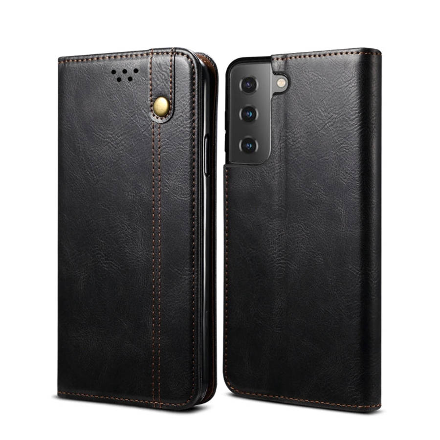 Simple Wax Crazy Horse Texture Horizontal Flip Leather Phone Case with Card Slots & Holder, For S...
