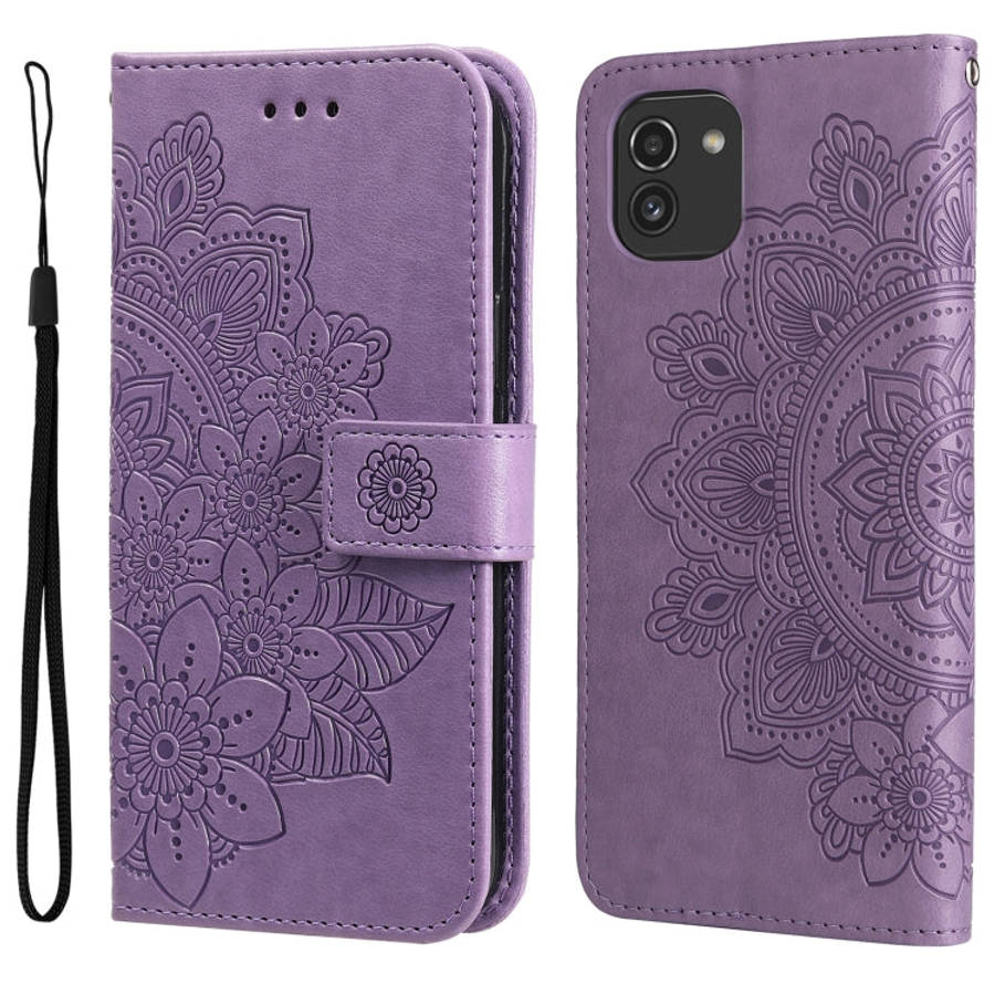 7-petal Flowers Embossing Pattern Horizontal Flip CasePhone Case, For Motorola Moto E20 / E30 / E...