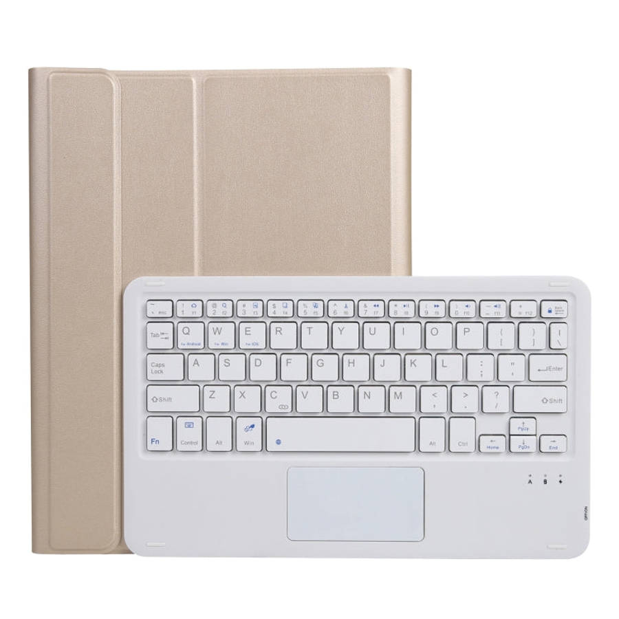 A07B-A Lambskin Texture Square Keycap Bluetooth Keyboard Leather Case with Touch Control For iPad...