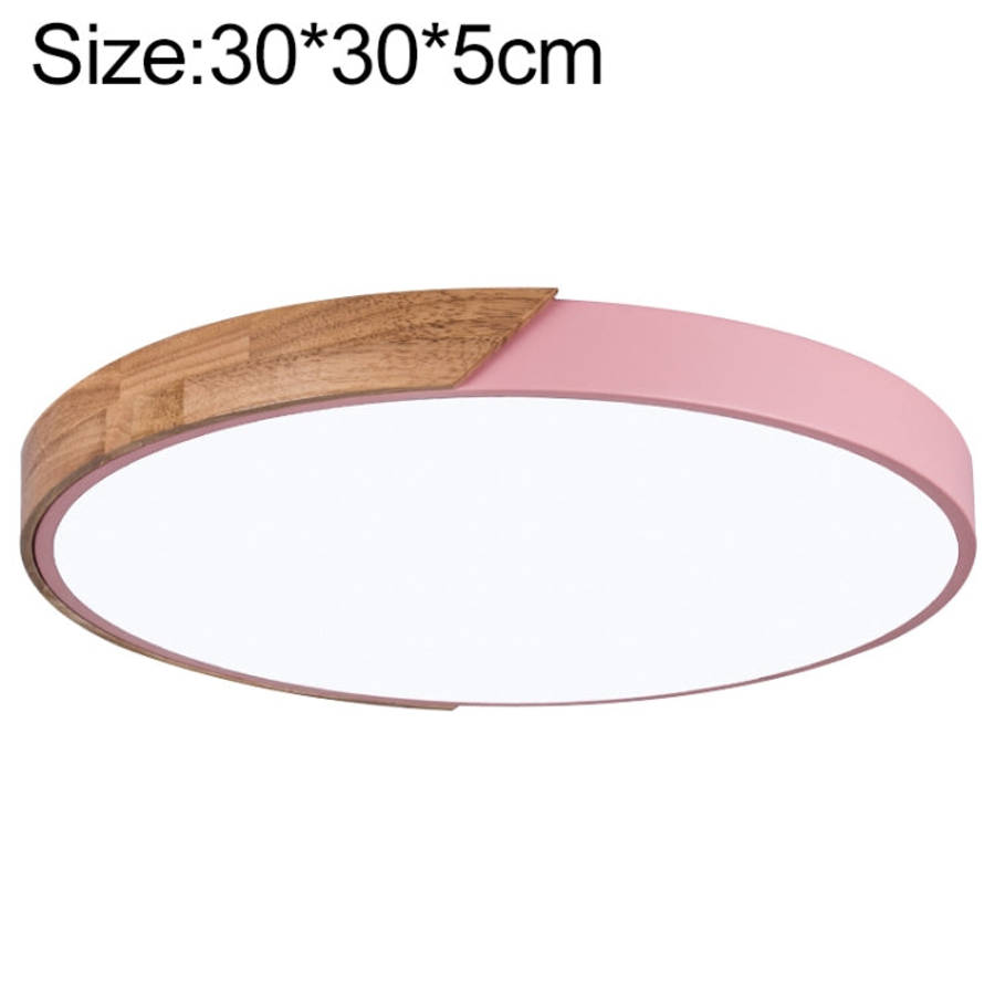 Wood Macaron LED Round Ceiling Lamp, White Light, 23cm, 30cm, 40cm, 50cm, 60cm