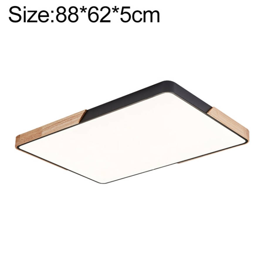 Wood Macaron LED Rectangle Ceiling Lamp, White Light, 88x62cm, 110x70cm
