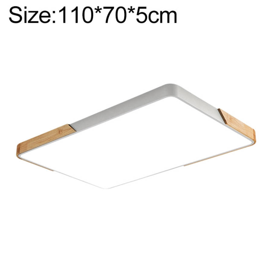 Wood Macaron LED Rectangle Ceiling Lamp, White Light, 88x62cm, 110x70cm