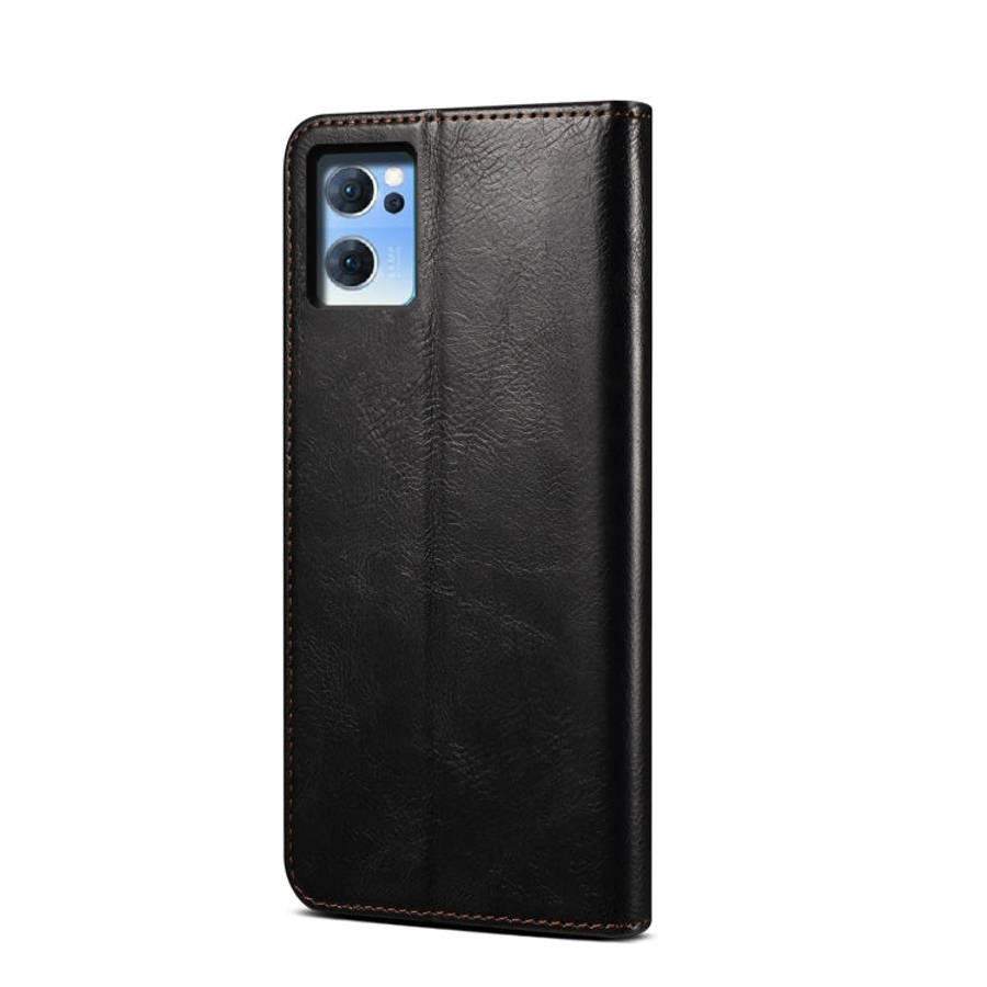 Simple Wax Crazy Horse Texture Leather Phone Case, For OPPO Reno7 5G, For OPPO Reno7 Pro 5G, For ...