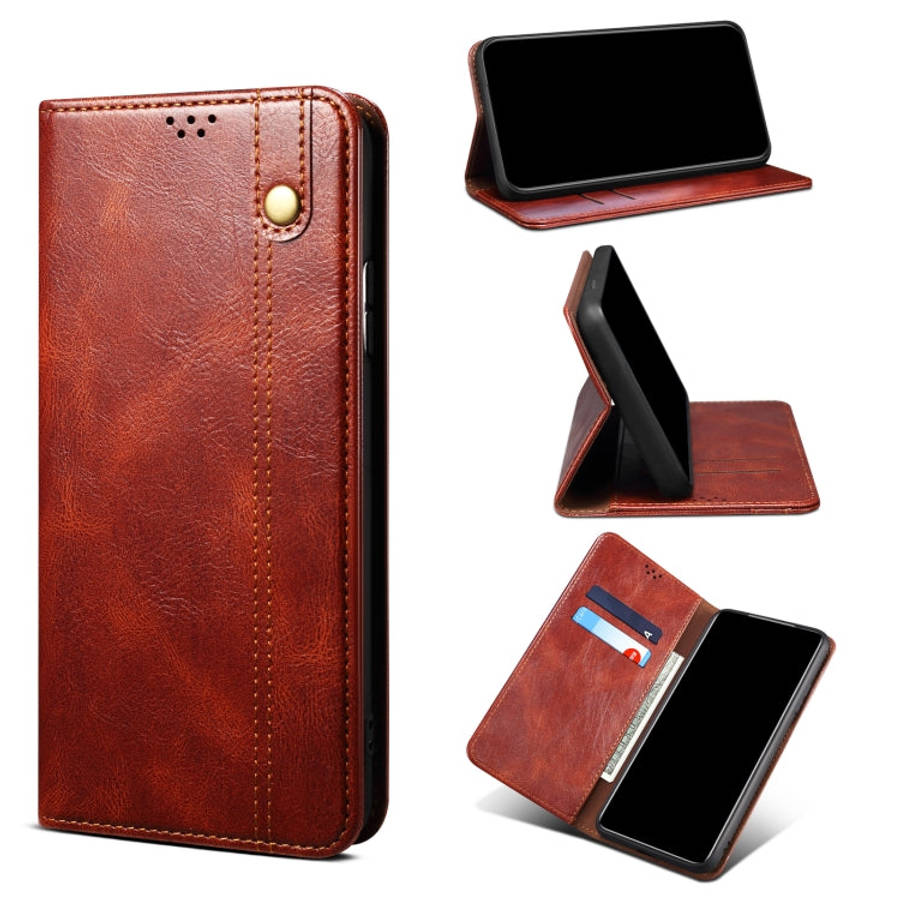 Simple Wax Crazy Horse Texture Leather Phone Case, For OPPO Reno7 5G, For OPPO Reno7 Pro 5G, For ...
