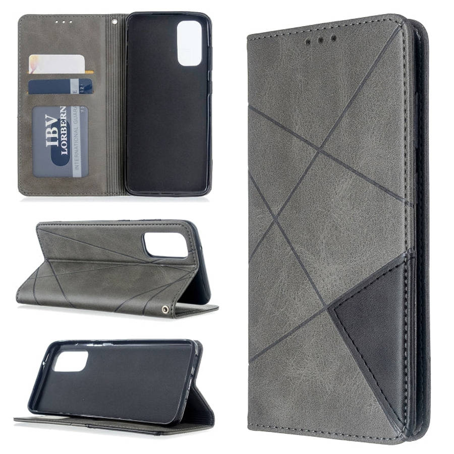 Rhombus Texture Horizontal Flip Magnetic Leather Case with Holder & Card Slots, For Galaxy S20, F...