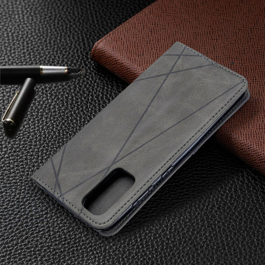 Rhombus Texture Horizontal Flip Magnetic Leather Case with Holder & Card Slots, For Galaxy S20, F...