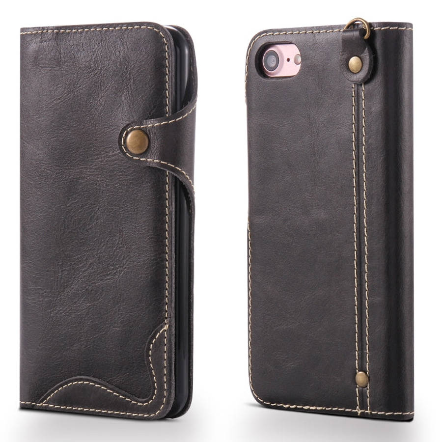 Denior Oil Wax Cowhide Magnetic Button Horizontal Flip Leather Case with Card Slots & Wallet, For...