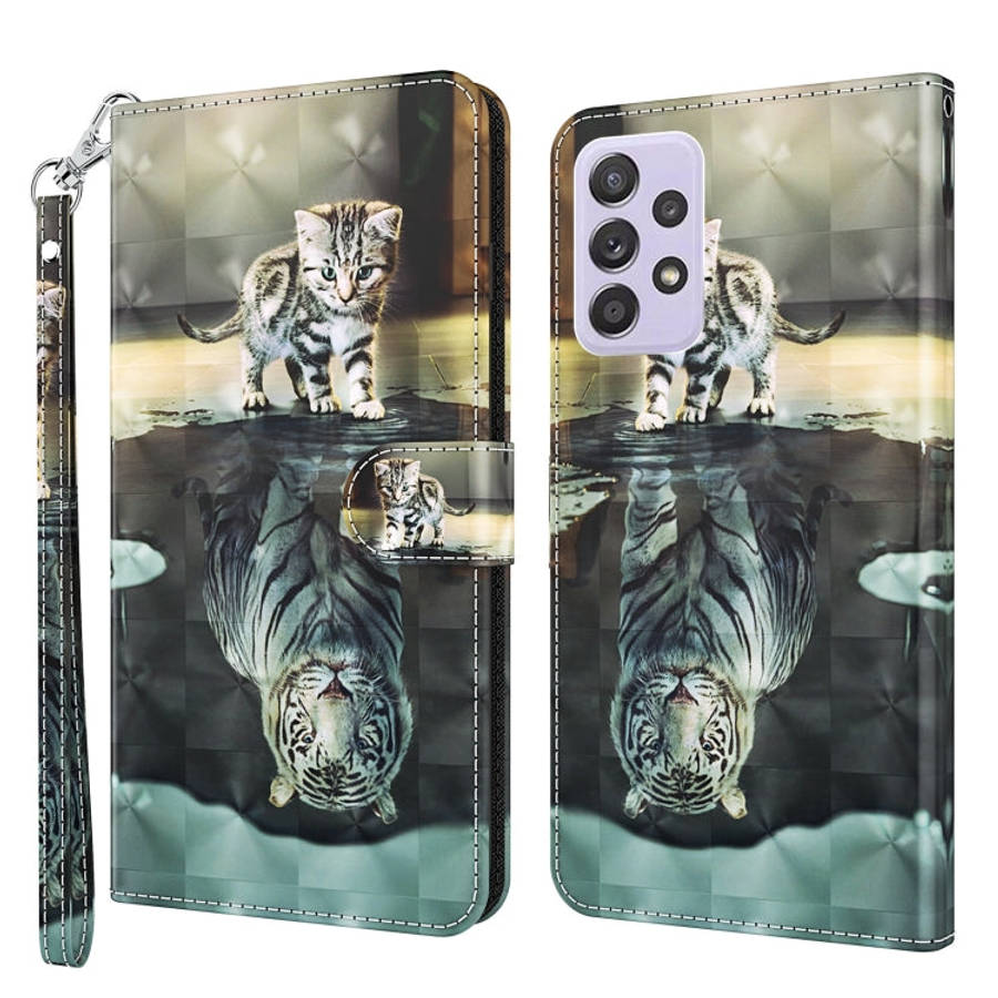 3D Painting Pattern TPU + PU Leather Phone Case, For Samsung Galaxy A23, For Samsung Galaxy A32 4...