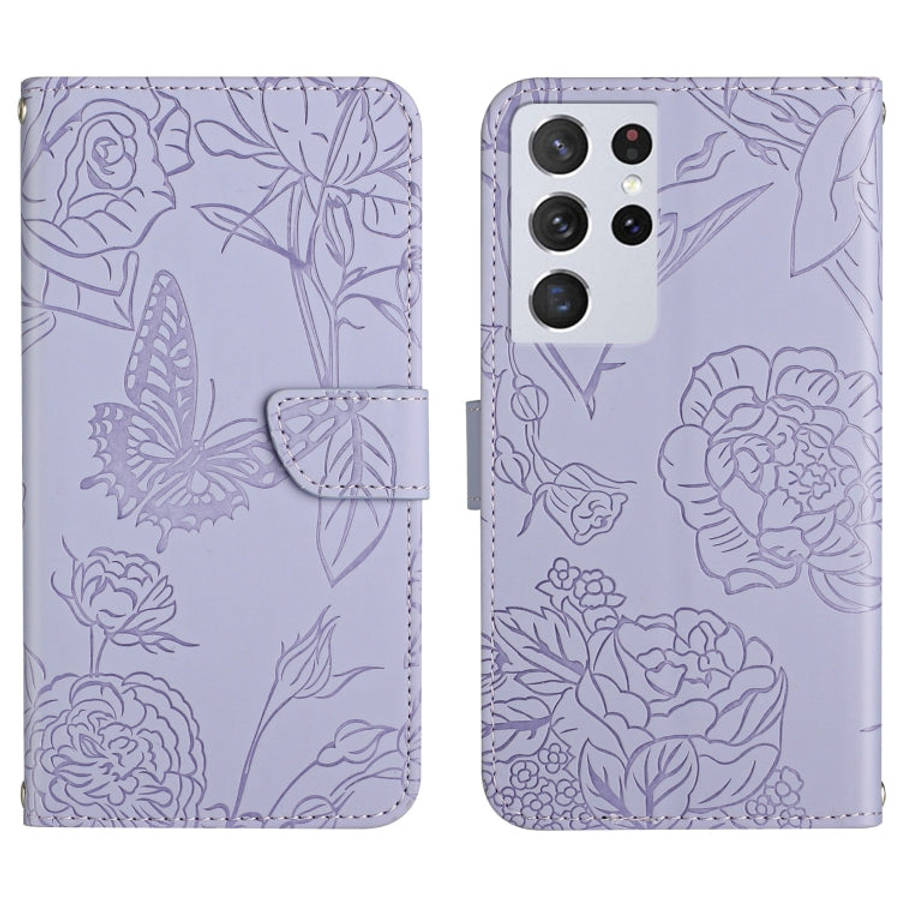 Skin Feel Butterfly Peony Embossed Leather Phone Case, For Samsung Galaxy S20+, For Samsung Galax...