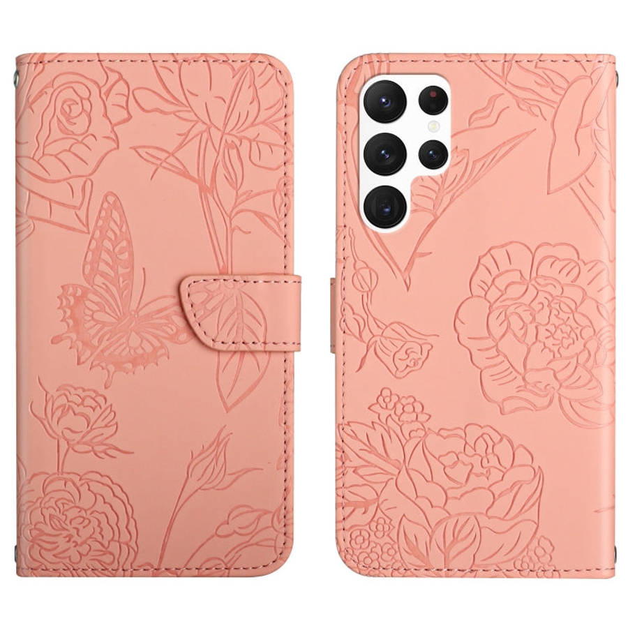 Skin Feel Butterfly Peony Embossed Leather Phone Case, For Samsung Galaxy S20+, For Samsung Galax...