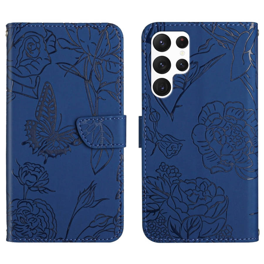 Skin Feel Butterfly Peony Embossed Leather Phone Case, For Samsung Galaxy S20+, For Samsung Galax...