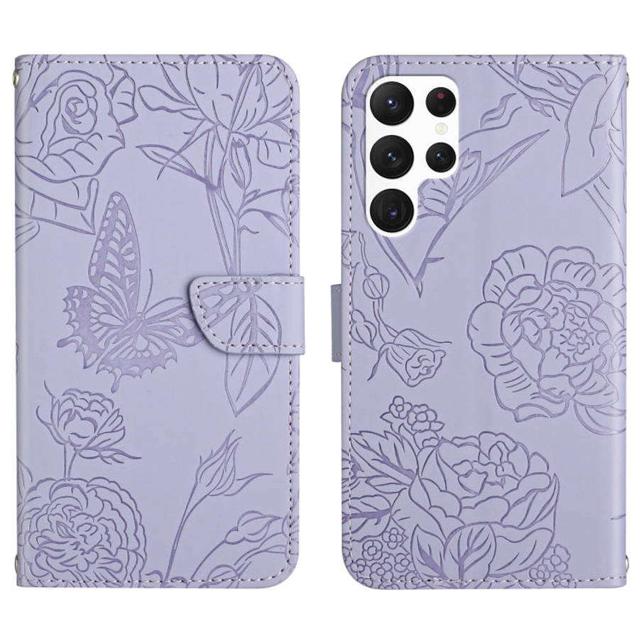Skin Feel Butterfly Peony Embossed Leather Phone Case, For Samsung Galaxy S20+, For Samsung Galax...