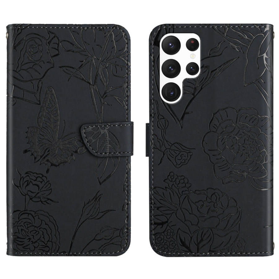 Skin Feel Butterfly Peony Embossed Leather Phone Case, For Samsung Galaxy S20+, For Samsung Galax...