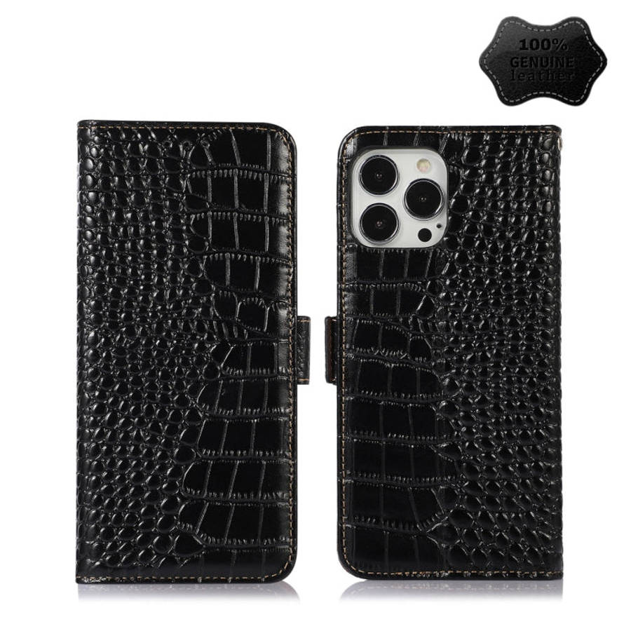 Crocodile Top Layer Cowhide Leather Phone Case, For iPhone 13 Pro, For iPhone 13 Pro Max, For iPh...