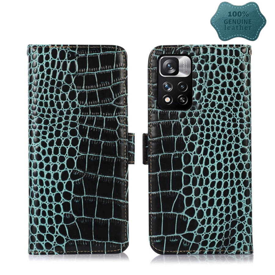 Crocodile Top Layer Cowhide Leather Phone Case, For Xiaomi Redmi 10C / 10 India, For Xiaomi Redmi...