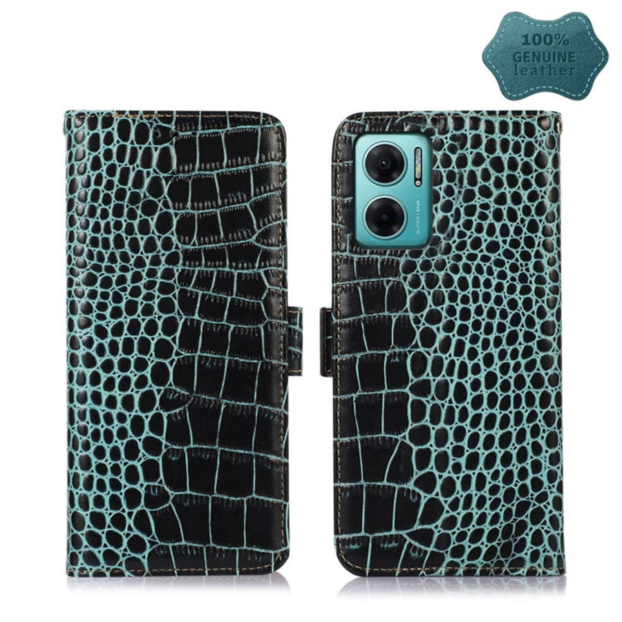 Crocodile Top Layer Cowhide Leather Phone Case, For Xiaomi Redmi 10C / 10 India, For Xiaomi Redmi...