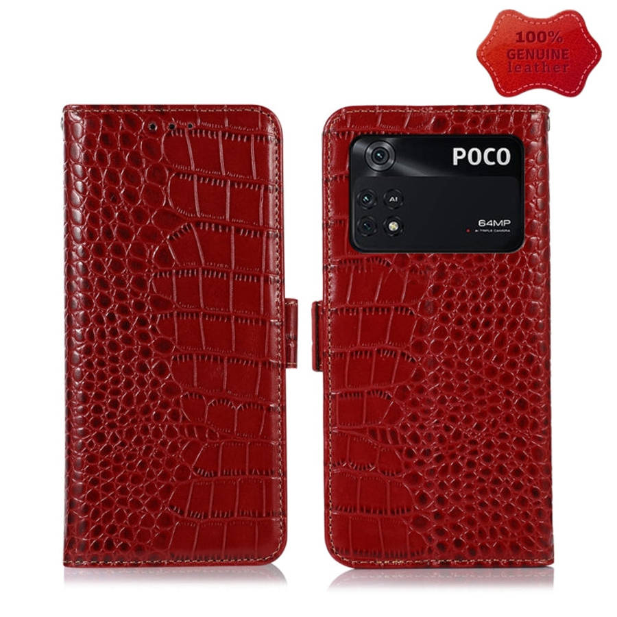 Crocodile Top Layer Cowhide Leather Phone Case, For Xiaomi Redmi 10C / 10 India, For Xiaomi Redmi...
