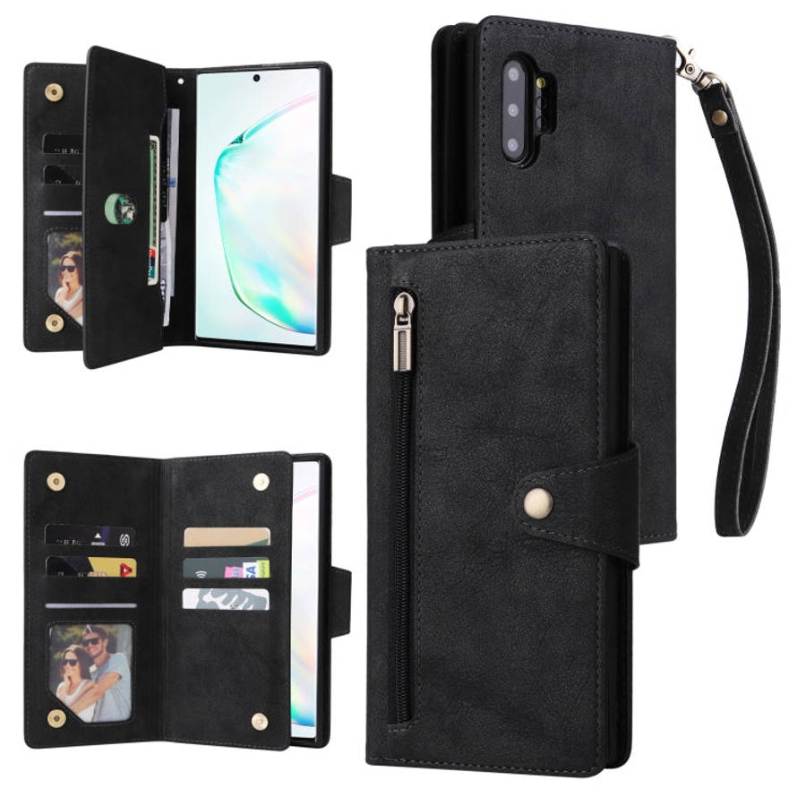 Rivet Buckle 9 Cards Three Fold Leather Phone Case, For Samsung Galaxy Note10 Lite, For Samsung G...