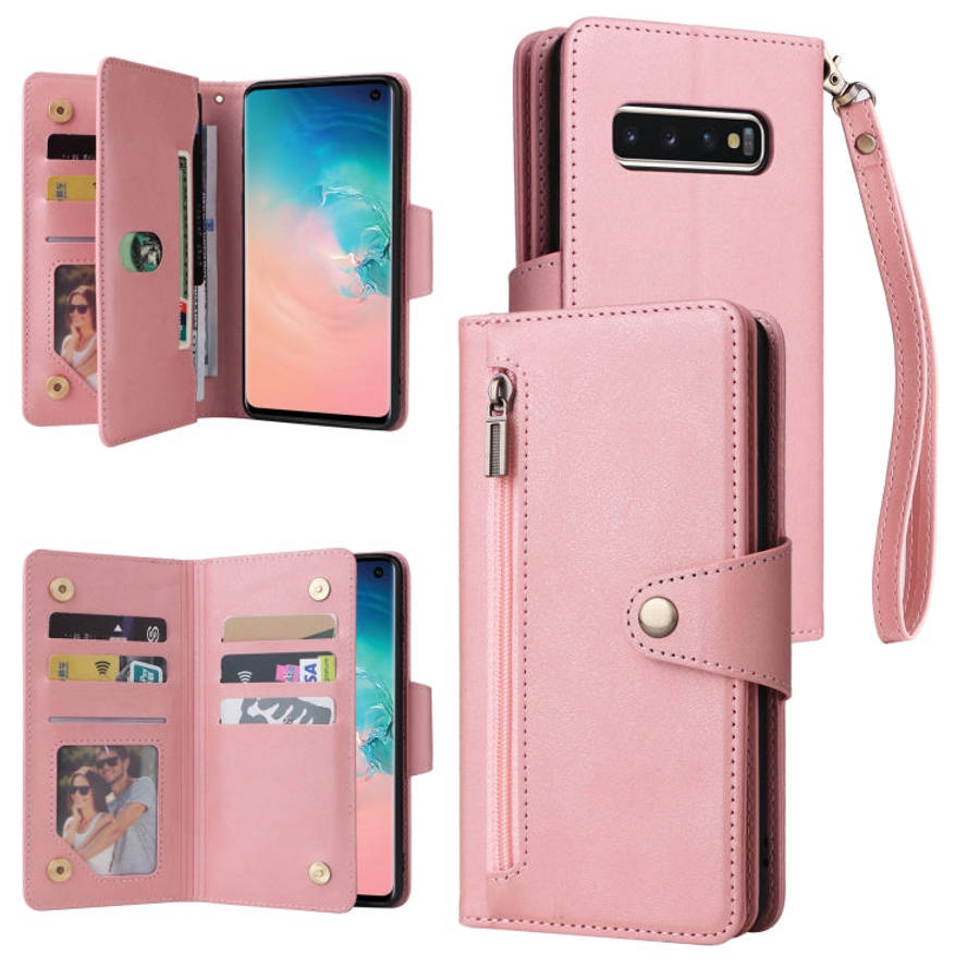 Rivet Buckle 9 Cards Three Fold Leather Phone Case, For Samsung Galaxy Note10 Lite, For Samsung G...