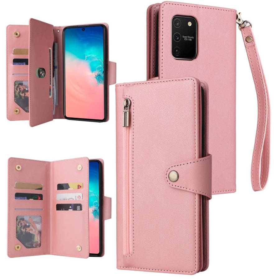 Rivet Buckle 9 Cards Three Fold Leather Phone Case, For Samsung Galaxy Note10 Lite, For Samsung G...