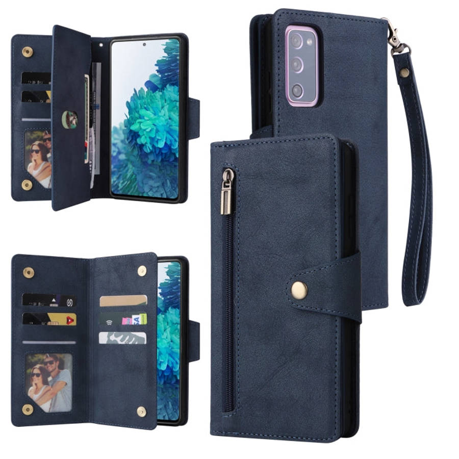 Rivet Buckle 9 Cards Three Fold Leather Phone Case, For Samsung Galaxy S10e, For Samsung Galaxy S...