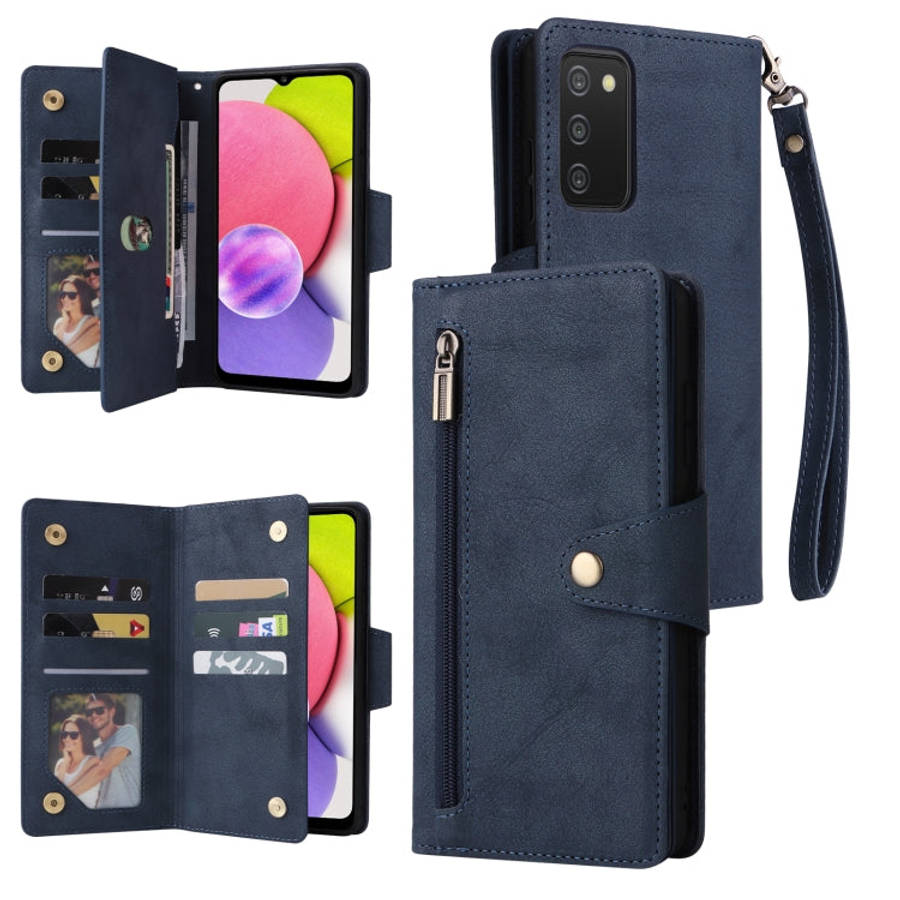 Rivet Buckle 9 Cards Three Fold Leather Phone Case, For Samsung Galaxy S22+, For Samsung Galaxy S...