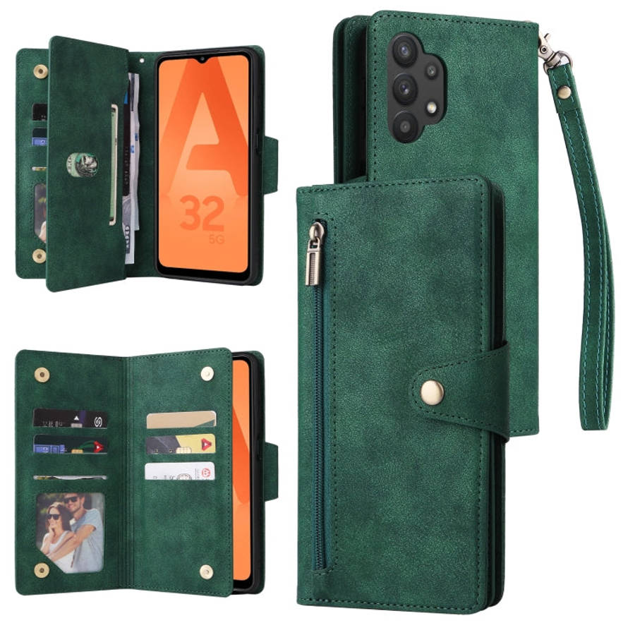 Rivet Buckle 9 Cards Three Fold Leather Phone Case, For Samsung Galaxy A20, For Samsung Galaxy A2...