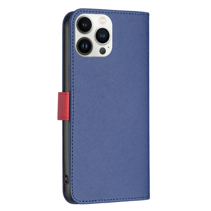 BF13 Color Matching Cross Texture Leather Phone Case, For iPhone 13 Pro Max
