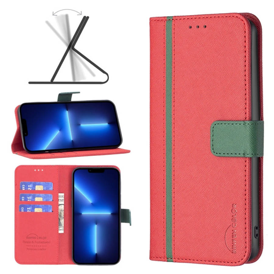 BF13 Color Matching Cross Texture Leather Phone Case, For iPhone 13 Pro Max