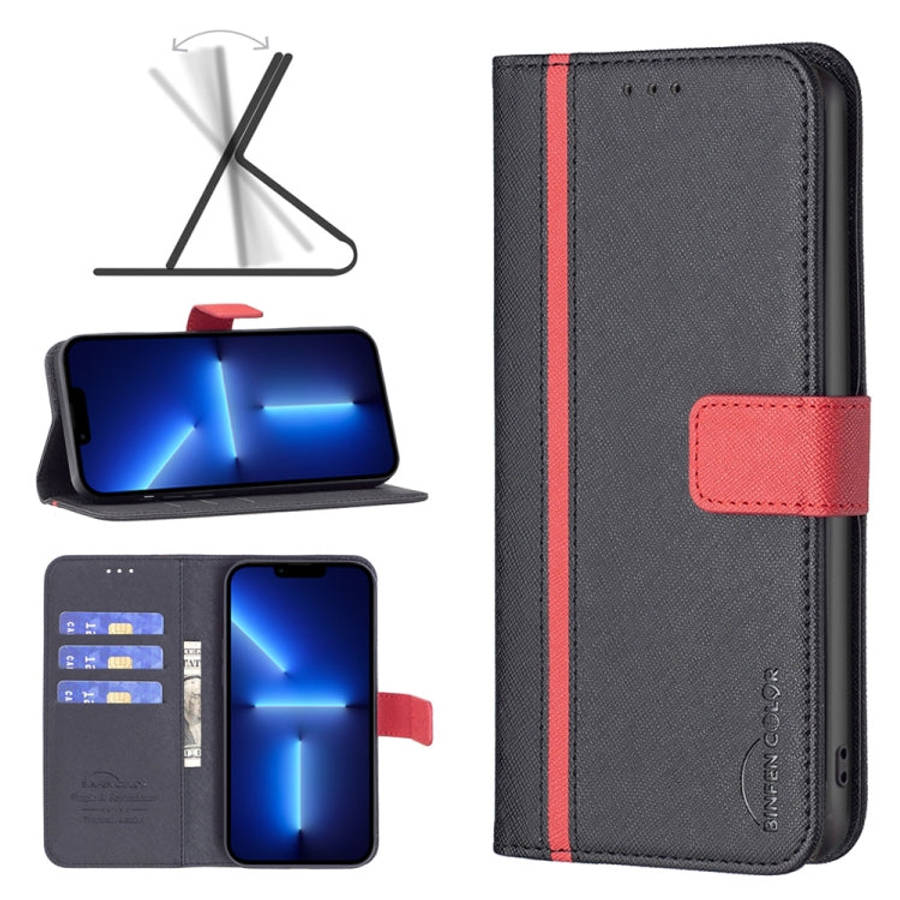 BF13 Color Matching Cross Texture Leather Phone Case, For iPhone 13 Pro Max