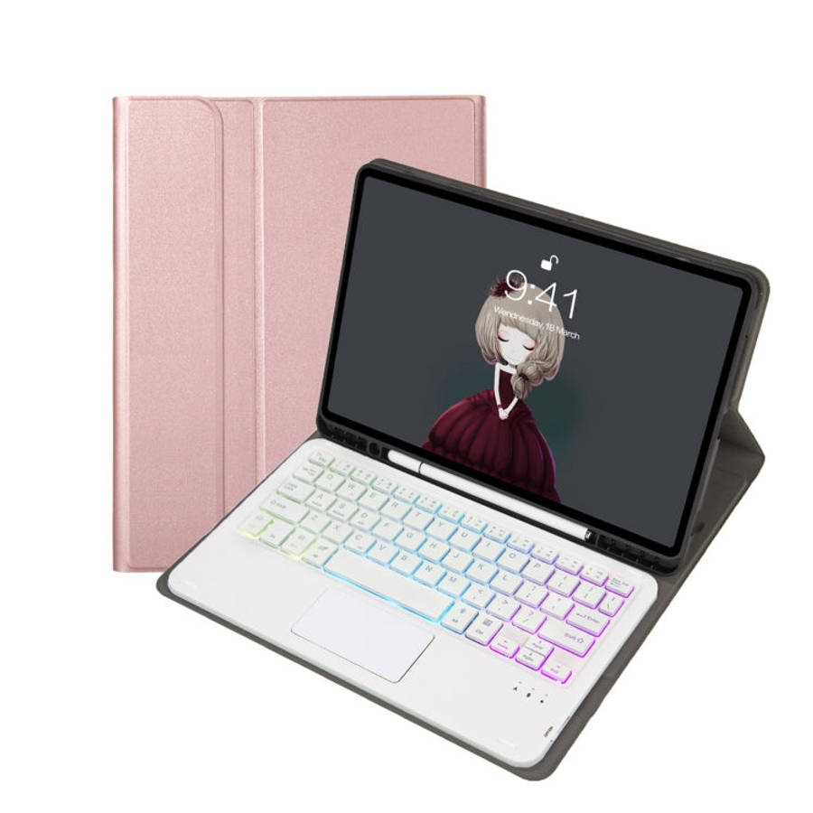 A07B-AS Lambskin Pen Slot Touch Pad Bluetooth Keyboard Leather Tablet Case, For iPad 9.7 2018&201...