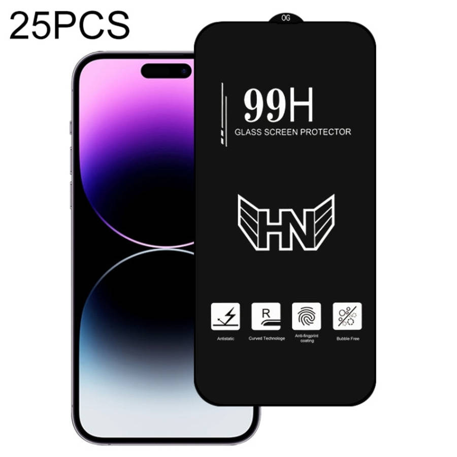 25 PCS High Aluminum Large Arc Full Screen Tempered Glass Film, For iPhone 14 (25pcs), For iPhone...
