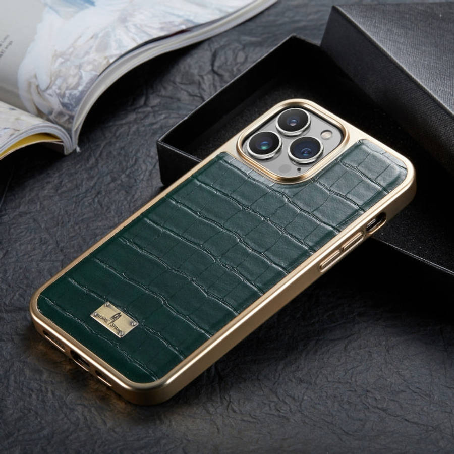 Crocodile Texture Electroplating PU Phone Case, For iPhone 13, For iPhone 13 Pro, For iPhone 13 P...