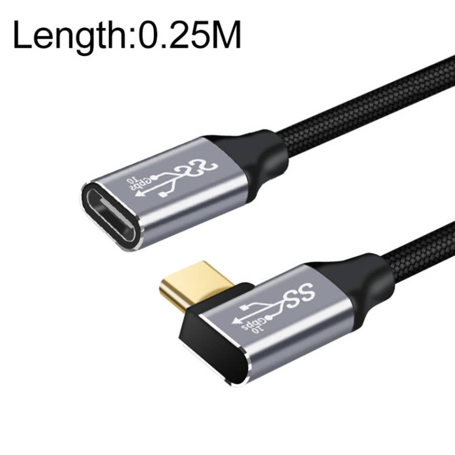 10Gbps USB-C / Type-C Female to Male Elbow Charging Data Transmission Extension Cable, 25cm, 50cm...