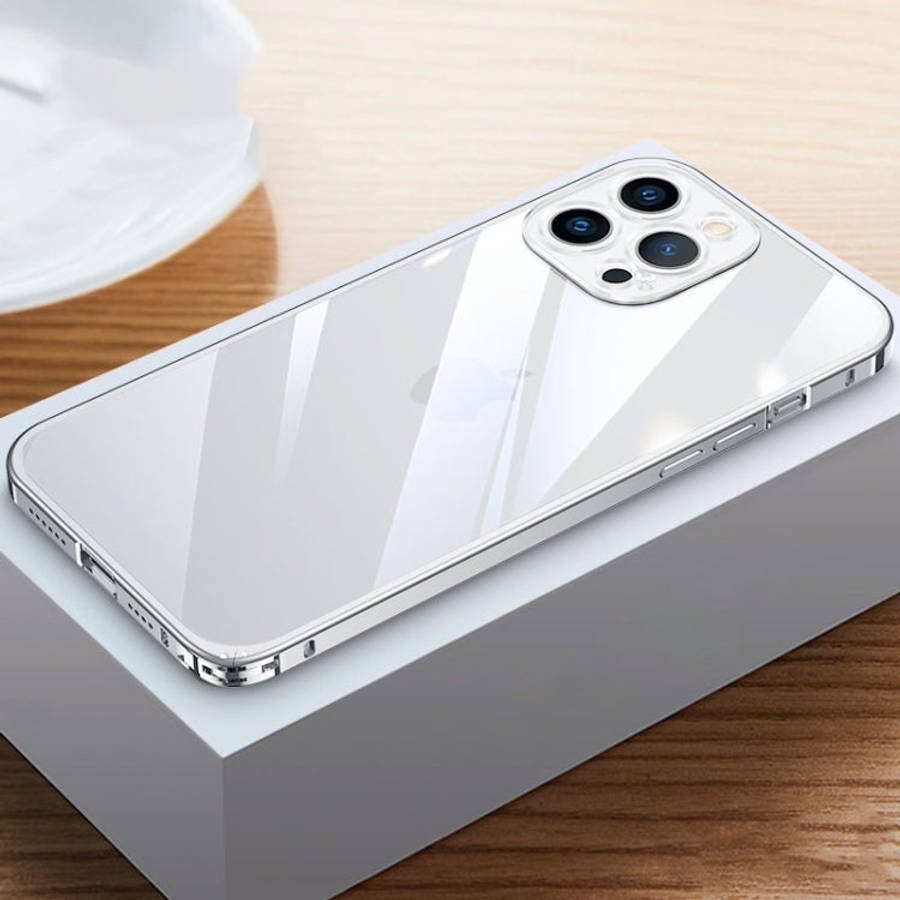 Metal Frame HD Transparent Phone Case, For iPhone 14 Plus, For iPhone 14 Pro Max, For iPhone 14, ...