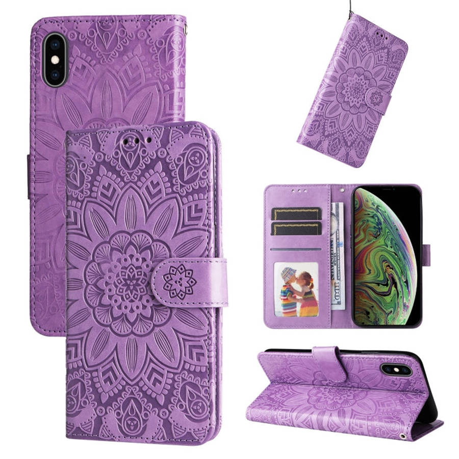 Embossed Sunflower Leather Phone Case, For iPhone 11 Pro Max, For iPhone X / XS, For iPhone XR, F...