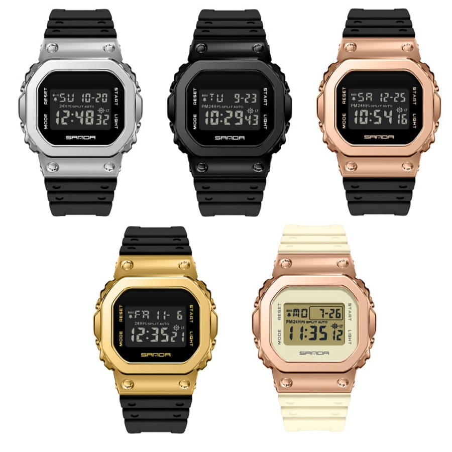 SANDA 2126 Tempered Mirror Luminous Waterproof Dual Display Electronic Watch