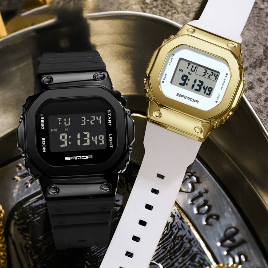 SANDA 2126 Tempered Mirror Luminous Waterproof Dual Display Electronic Watch