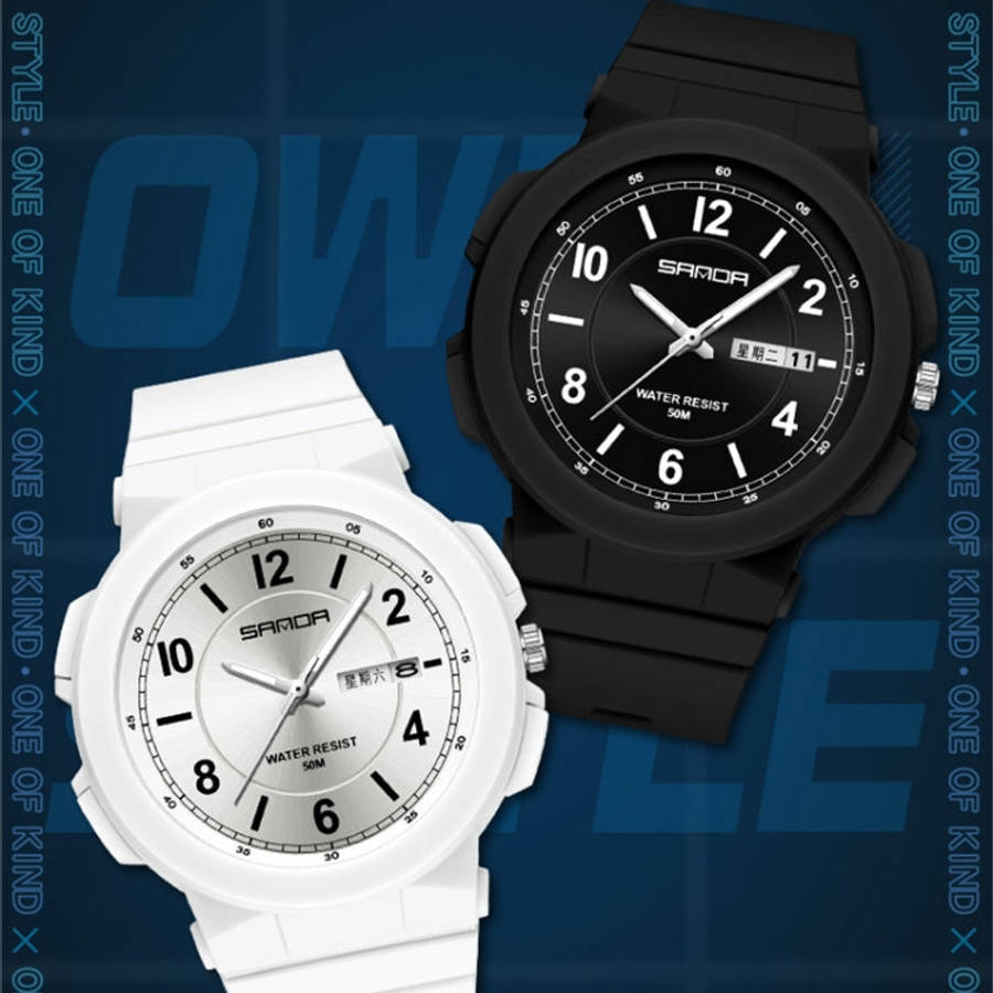 Sanda 6097 TPU Strap Dual Calendar Waterproof Electronic Watch