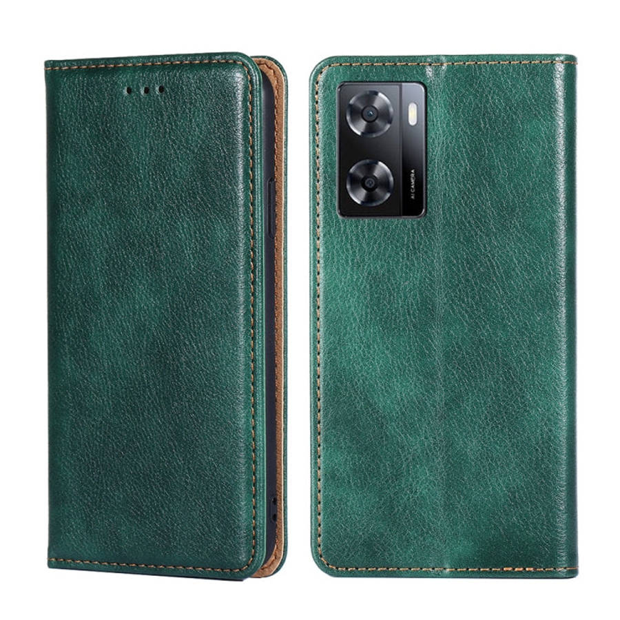 Gloss Oil Solid Color Magnetic Flip Leather Phone Case, For OPPO A57 4G 2022, For OPPO Reno7 A JP...